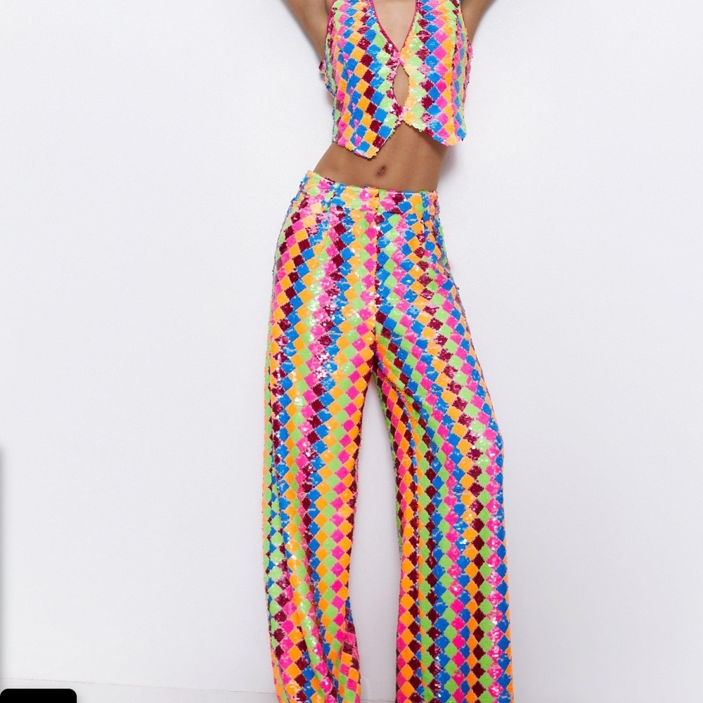 Nasty Gal Colorful Sequin Straight Leg Jumpsuit